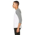 thumbnail image 4 of BELLA Canvas Unisex 3/4-Sleeve Baseball T-Shirt - White/Dark Grey - XS - Style 3200 - Original Label, 4 of 4