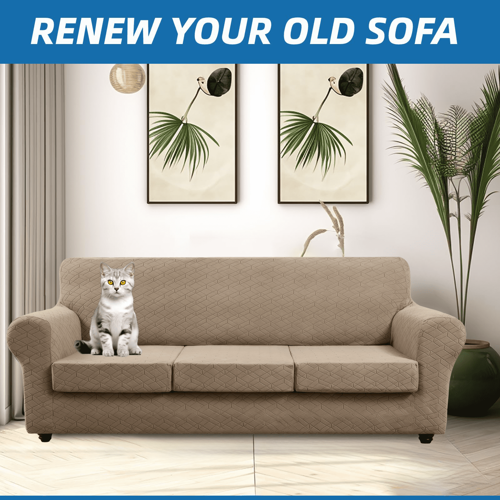 Sanmadrola Stretch 2 Piece Chair Cover Chair Slipcover Sofa Cover Furniture Protector Couch Soft with Elastic Bottom Chair Couch Cover with Arms