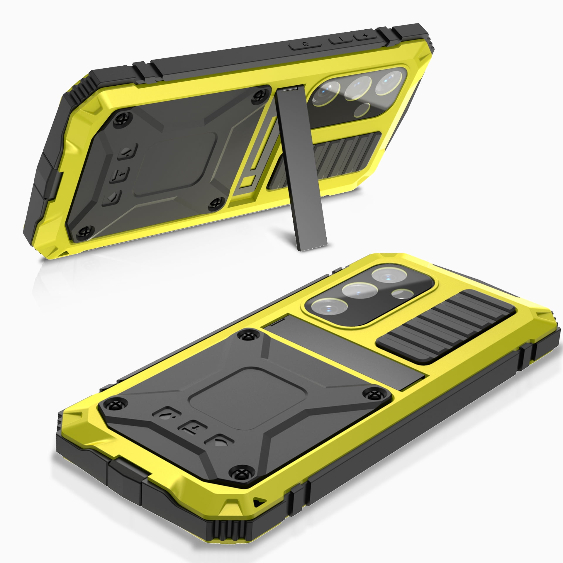 for Samsung Galaxy S25 Plus Metal Case, with Kickstand Screen Protector Case Sturdy Military Armor Durable Full Body Heavy Duty Shockproof Drop Tested Outdoor Case for Galaxy S25 Plus - Yellow