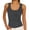 Dark Gray, variant on Women's Solid U-Neck Ribbed Knit Tank Tops Side Ruched Slim Fit Sleeveless Casual Blouses for Summer Daily Wear