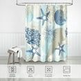thumbnail image 6 of Extra Long Shower Curtain 72 x 84 Inch, Tall Beach Ocean Themed Fabric Shower Curtains for Bathroom, Summer Tropical Seashell Starfish Coral Nautical Coastal Shower Curtain, Teal Blue, 6 of 6