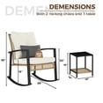 thumbnail image 5 of LAZZO 3 Pieces Patio Outdoor Conversation Set with Lumbar Pillows and  Coffee Table, PE Wicker Rocking Chairs with Beige Cushions, 5 of 8