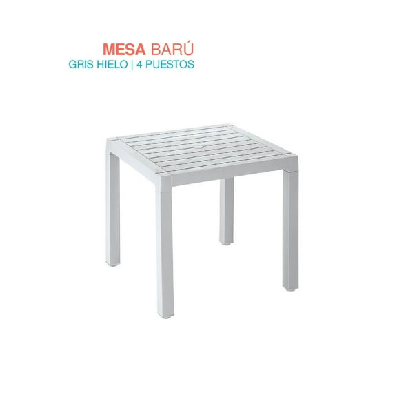 Mesa De Plastico 75x75 Cm Desmontable Cuadrada BARU gris 6.49 pulg Pido Todo MSA1-BRU