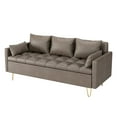 thumbnail image 4 of Faux Leather Sofa Couch 60" W Sofas with Button Tufted Design and Hand Stitched, Heavy Dutywith Gold Metal Legs, Lift-Up Storage and Bolster Pillows in Dark Brown, 4 of 9