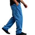 thumbnail image 2 of Mens Lightweight Baggy Sweatpants Wide Leg Casual Workout Pants | Premium Cotton Blend, Elastic Waist Inner Outer Drawstring, Y2K Oversized, Breathable for Gym Lounge Blue S, 2 of 8