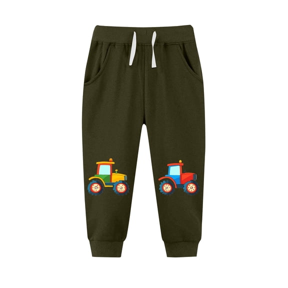 NAISIBABY Boys Girls Jogger Pants, Tapered Fashion Graphic Drawstring Kids Casual Athletic Sweatpants Green 7-8T