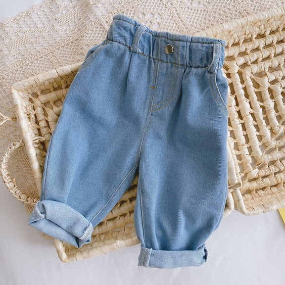 LIUYUNNN Toddler Baby Boy Girl Jeans Casual High Waisted Pant Straight Denim Jean Trousers Boys Clothes Jacket, Size 3-6 Months
