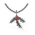 thumbnail image 4 of Holly Leaf Pendant Natural Garnet Necklace 925 Sterling Silver January Birthstone Christmas Jewelry, 4 of 11