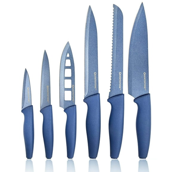 Nutriblade 6-Piece Steak Knives Set by Granitestone Stainless Steel Serrated Blades with Comfortable Handles