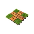 thumbnail image 2 of 10 Pack Acacia Wood Assembled Flooring 12x12 Inch Interlocking Patio Deck Tiles with Grass Accents, 2 of 8