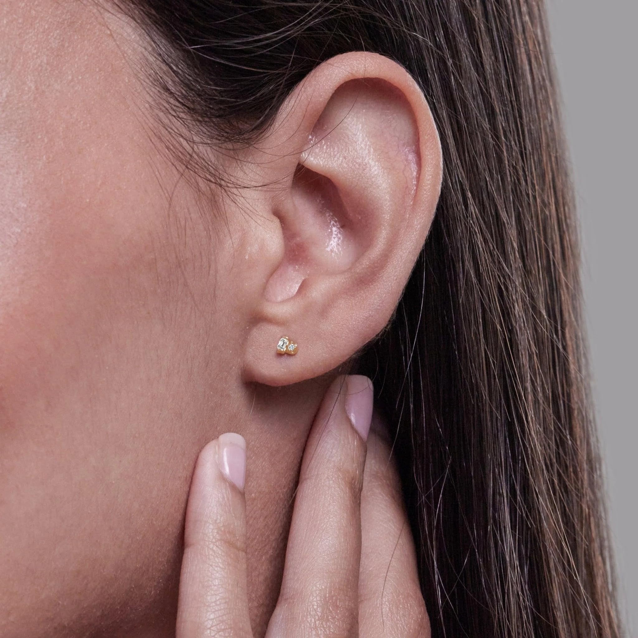 Unique Moments Lab Grown Diamond Accents Stud Earrings for Women|Gold Plated Sterling Silver Jewelry | Gift for Women Men