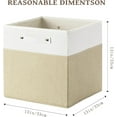 thumbnail image 2 of 13 x 13 Inch Fine Linen Storage Bins with Handles，Fabric Cube Boxs，Collapsible Basket Organizers for Shelves for Home, Closet Drawers (White/Khaki-6 Pack), 2 of 7