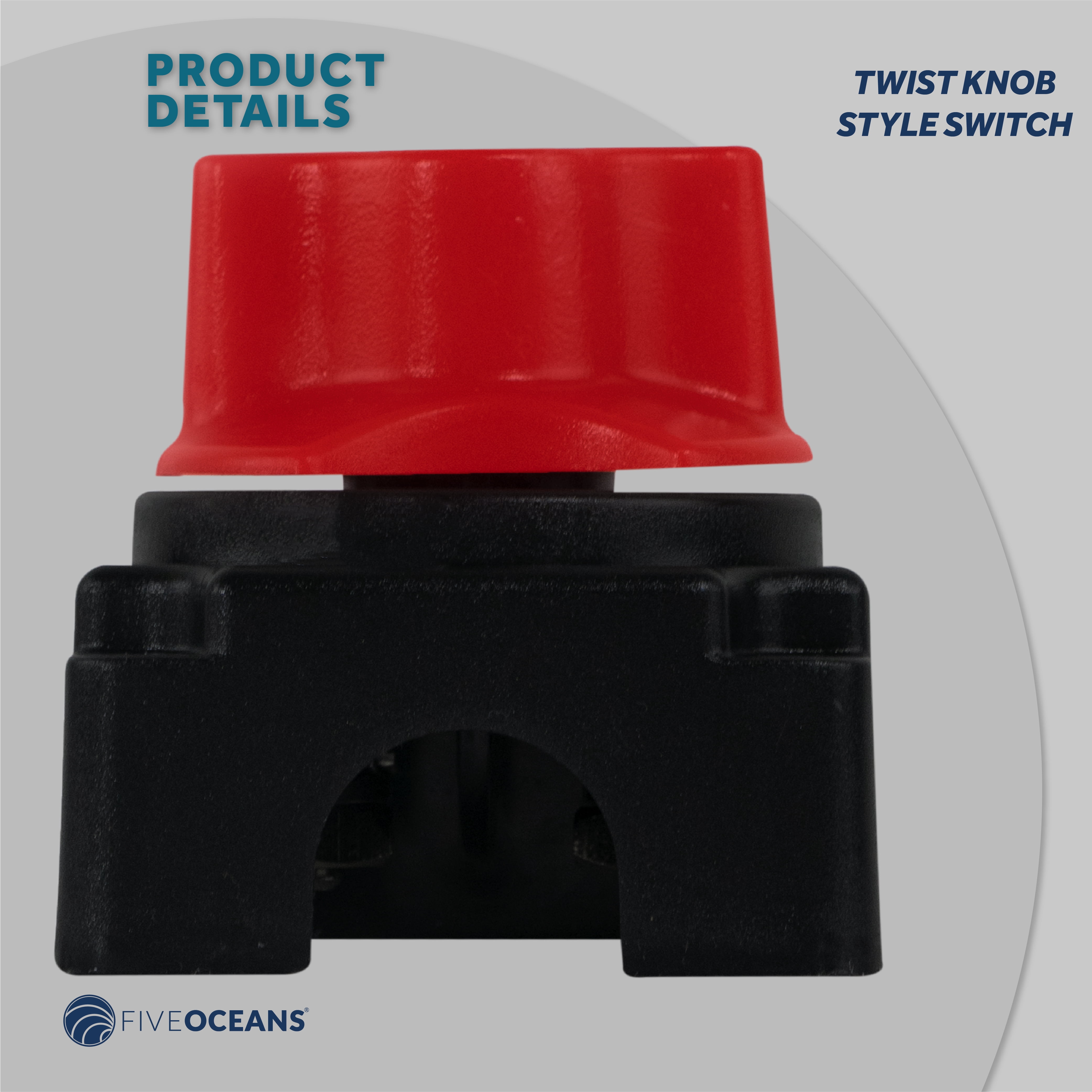 Five Oceans FO3510 Battery Disconnect Switch, Marine Battery Switch On-Off with Knob, 250 Amp Continuous 350 Amp Intermittent, 12-24 Volts