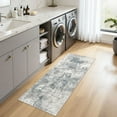 thumbnail image 3 of UERMEI 2x6 Washable Runner Rugs for Hallway, Modern Abstract Non Slip Indoor Rug for Entryway Doormats Bedroom Kitchen, Vacuum-Friendly Home Decor Carpet, Dark Blue/Gray, 3 of 7