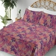 thumbnail image 3 of Ambesonne Leafy Design Fitted & Flat Sheet with Sham 3 Pcs Set, Pop Art Colors Leaves, Twin, Magenta Pale Lilac Indigo, 3 of 5