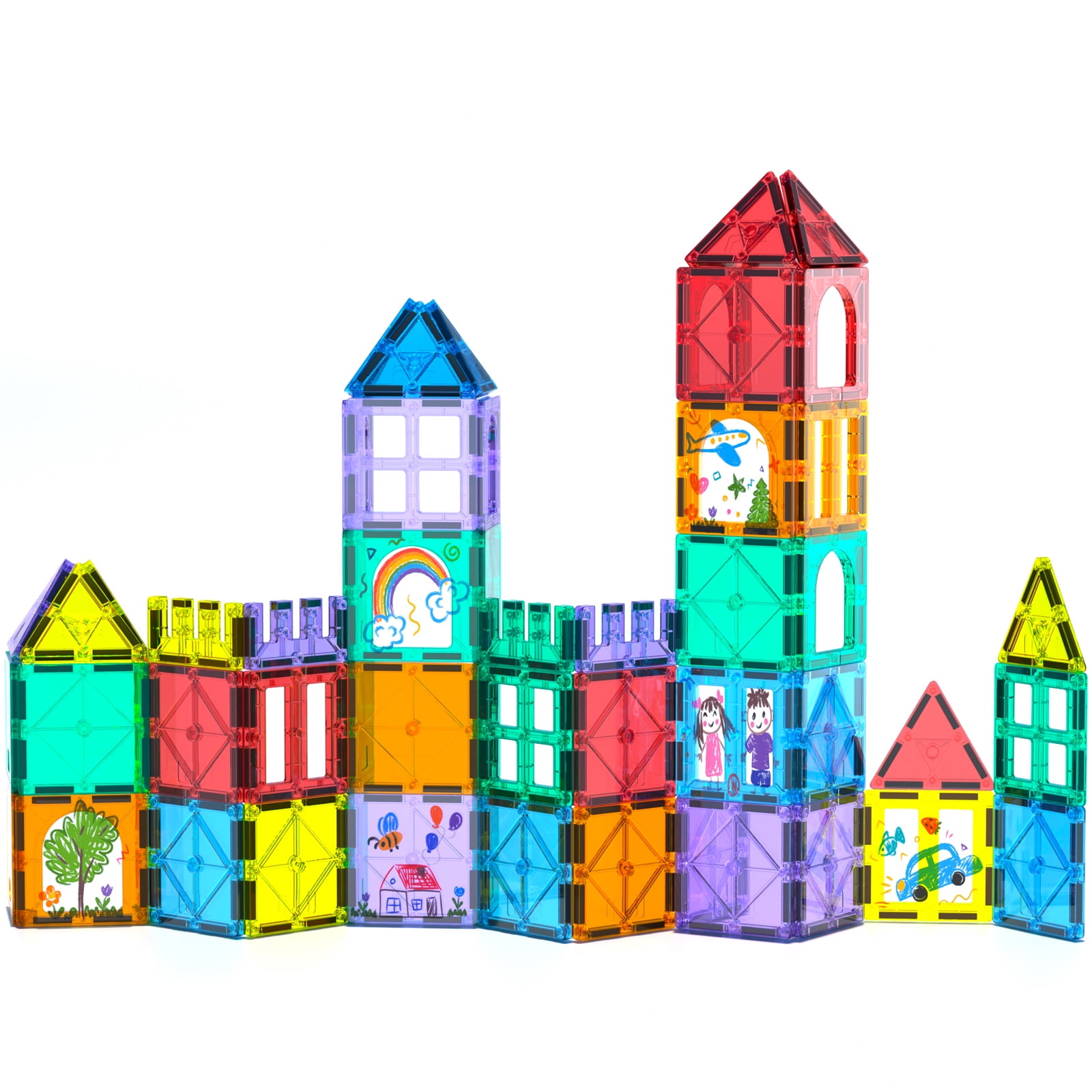 BMAG Magnetic Tiles Set with Markers and Stickers, 40 Pieces
