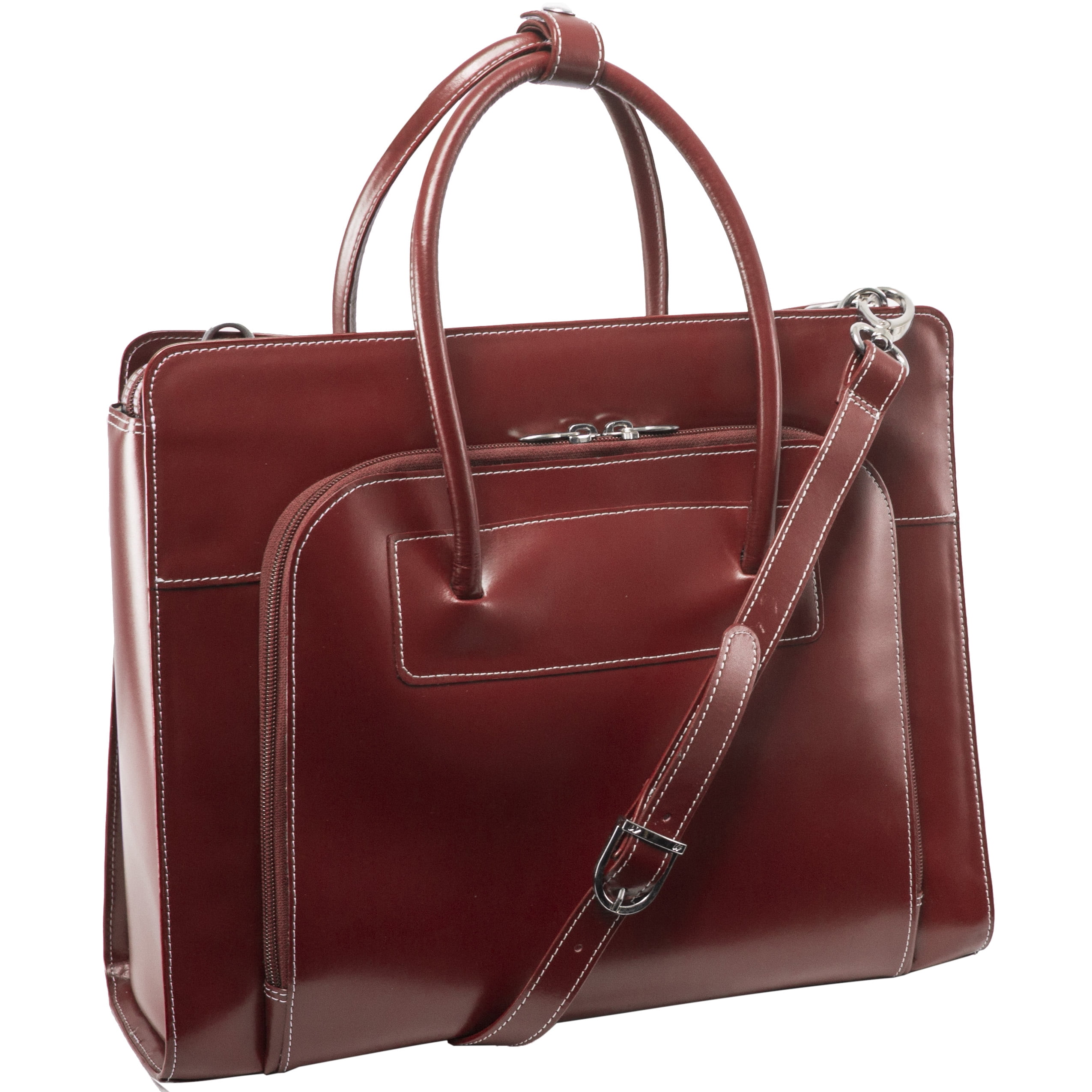 W Series | LAKE FOREST | 15" Leather Laptop Briefcase - Red