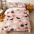 thumbnail image 2 of Erosebridal Cute Ghost Twin Quilt Set, Halloween Bat Twin Coverlet Set for Boys Girls, Peach Black, 2 Pieces 1 Bedspread and 1 Pillowcase, 2 of 7