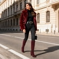 thumbnail image 2 of Botas DREAM PAIRS Midleg Burdeos Tacón Grueso 8, 2 of 8