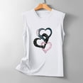 thumbnail image 4 of Jewelreauty Women Crew Neck Tank Tops Casual Sleeveless Cute Heart Print T-Shirts Summer Loose Lightweight Tee (XL, E White), 4 of 5