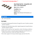 thumbnail image 2 of Rear Brake Pad Set - Compatible with 2016 - 2019 Toyota Mirai 2017 2018, 2 of 2