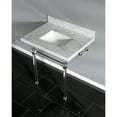thumbnail image 2 of Kingston Brass KVPB3030MASQ6 Templeton 30" Carrara Marble Vanity Top with Acrylic Legs (8-Inch, 3-Hole), Carrara Marble White/Polished Nickel, 2 of 7