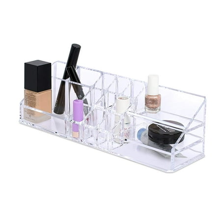 Internet's Best Acrylic Cosmetic Makeup Organizer | Multi Compartments for Lipstick, Bottles, Brushes & Jewelry | Clear Display