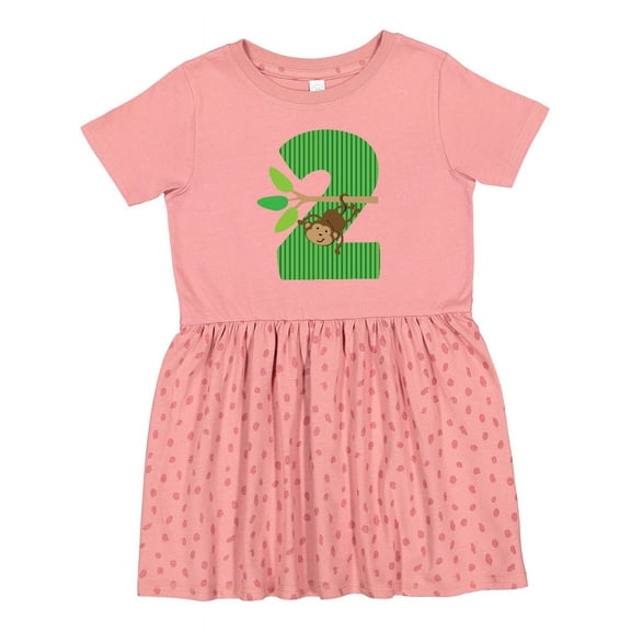 Inktastic 2nd Birthday Jungle Monkey Childs Girls Toddler Dress