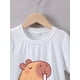 thumbnail image 5 of Camiseta estampada verde menta con capibara y flotador para niña. Cómoda mezcla de poliéster y elastano. Camiseta informal de manga corta con cuello redondo para verano., 5 of 6