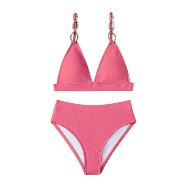 Mujer Abertura Bikini Sexy Triángulo Dos piezas Básico Traje de baño