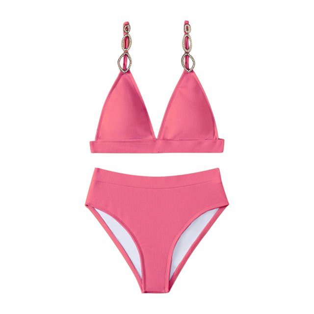 Mujer Cómodo Sólido Con Almohadilla En El Pecho Sin Aros Bikini Dos Hombros Divididos Traje De Baño OAVQHLG3B Store lin121212