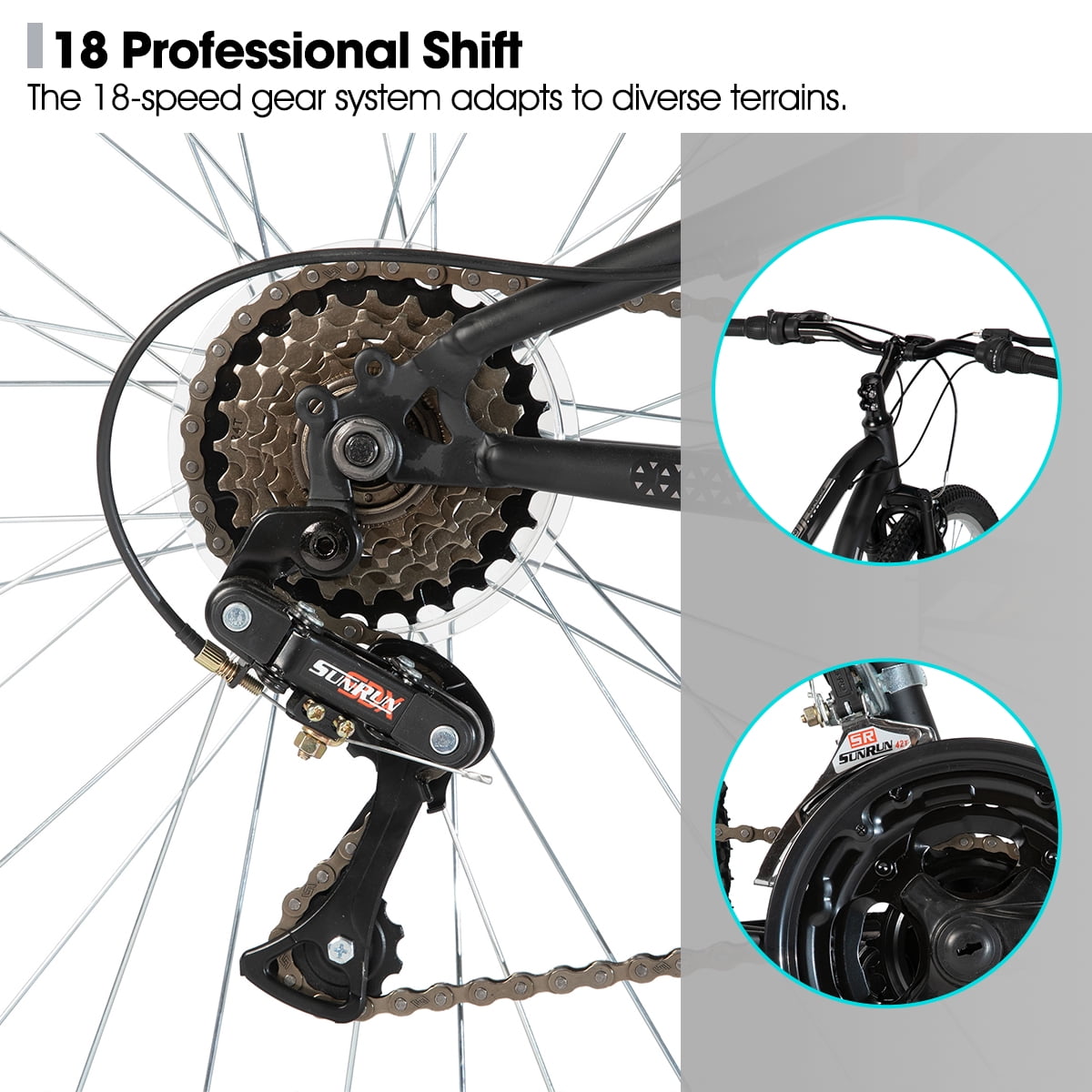 Hiland Full Suspension Mens Mountain Bike, 18-Speed, 26 Inch Wheel, V-Brakes Bike for Men Womens Adult Bicycle