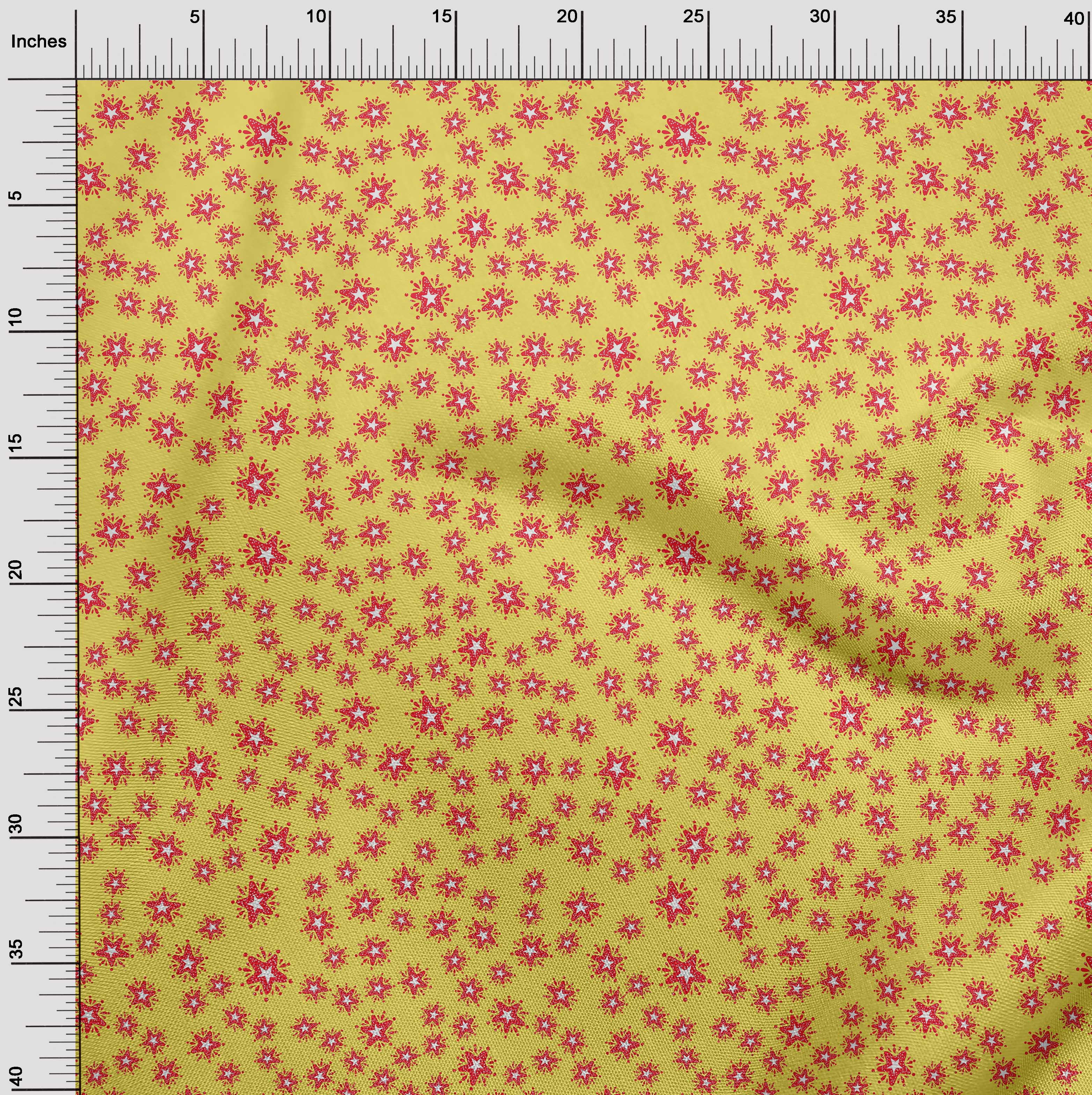 oneOone Silk Tabby Medium Yellow Fabric Star Christmas Dress Material Fabric Print Fabric By The Yard 42 Inch Wide