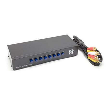 8Way AV Switch by THE CIMPLE CO | 8 Input 1 Output RCA Selector Switch for Composite Audio and Video | Switcher Box | Includes RCA Composite Cable