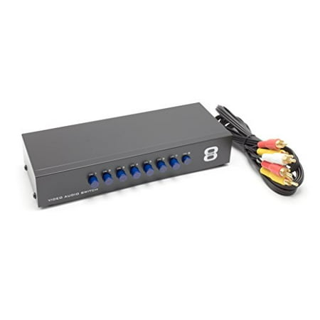 - 8Way AV Switch by THE CIMPLE CO | 8 Input 1 Output RCA Selector Switch for Composite Audio and Video | Switcher Box | Includes RCA Composite Cable (Black)