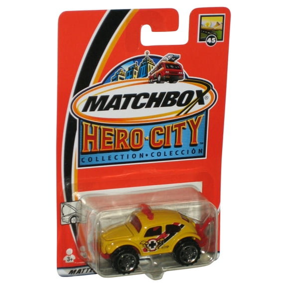 Matchbox Hero City Collection (2002) Yellow Volkswagen Beetle 4x4 Toy Car #45