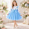 thumbnail image 3 of Lanbubble Toddler Girls Long Sleeve Dress Floral Tulle Dress with Ruffle Shoulders, 3-16 Years, 3 of 8