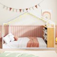 thumbnail image 4 of Harper & Bright Designs Full Size Metal House Bed for Boys Girls, Floor Bed Frame with Shelves and Lights, White, 4 of 14