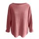 thumbnail image 3 of Gibobby Suéter de Punto Suéter de mujer con hombros descubiertos, manga larga, informal, de Color sólido, de punto, para vacaciones, invierno, suéter suelto, Tops (Rosa, L), 3 of 5