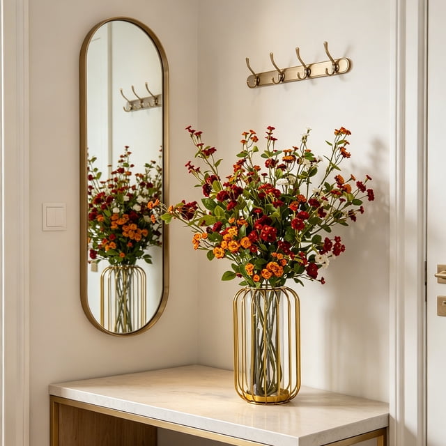 Tallos de flores artificiales para decoración de bodas en el hogar | Rama de flores artificiales con follaje verde | Plantas artificiales de plástico para arreglos en jarrones