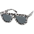 thumbnail image 2 of Oversize Chunky Matte Marble Print Wide Arms Flat Lens Flat Top Sunglasses 51mm (Marble / Smoke), 2 of 4