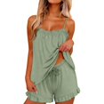 thumbnail image 2 of Endives Womens Cami Pajama Sets Home Wear Low Cut Tank Top and Shorts Set Solid Color 2 Piece Pajamas Sets Camisole Lounge Set Sleepwear, 2 of 5