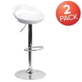 thumbnail image 4 of 2 Pk. Contemporary White Plastic Adjustable Height Barstool with Rounded Cutout Back and Chrome Base, 4 of 9