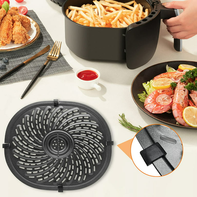 Ruibeauty Air Fryer Grill Pan Replacement Parts for Power XL Gowise, 7qt Upgraded Crisper Plate Tray Non-Stick Air Fryer Rack with Rubber Bumpers for