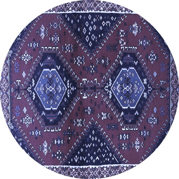 Ahgly Company Indoor Round Persian Blue Traditional Area Rugs, 4' Round
