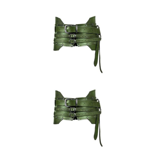 Qarigey Cinturón ancho con correa resistente en estilo medieval para disfraces de adultos Armadura Pirata Caballero Unisex Cuero artificial verde 2Conjunto