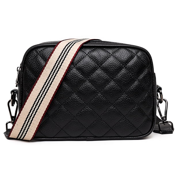 Bolso Bandolera Bolsa Bolsos cruzados de cuero genuino Bolsos de hombro de mujer de doble capa de celosía (negro) Tmvgtek Para Estrenar