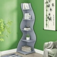 thumbnail image 6 of 5-Tier Modern Shelving Unit - White Sea Grass Design, Adjustable Shelves, High-Quality Board, for Home/Office Organization, 6 of 6