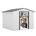 thumbnail image 5 of HOGYME 8'x8' Outdoor Storage Shed, Utility Tool Storage House Shed w/ Doors Vents for Patio Lawn Backyard, White+Gray, 5 of 22