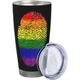 thumbnail image 2 of LGBT Pride Rainbow Gay Fingerprint 20oz Stainless Steel Tumbler With Lid And Straw Spill-Proof Insulation Travel Tumbler Cups Vacuum Coffee Cup For Ice Drinks & Hot Beverages, 2 of 6